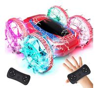 Tecnock Voiture Télécommandée Amphibie, Voiture Bateau RC 4WD avec Commande Gestuelle et Chargement Magnétique, 60 Min d'Autonomie, Feux LED, Jouet de Piscine pour Enfants de 6 à 12 Ans, Cadeau pour