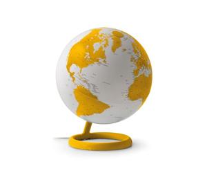 Tecnodidattica Atmosphere Evolve Velvet Ambra - Carte du monde au design scandinave avec lampe couleur, Cartographie politique en anglais, diamètre 30 cm et fabriqué en Italie