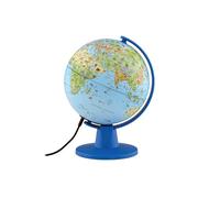 Tecnodidattica - Lumière Safari | Globe de petite taille pour enfants | Globe géographique à monter lumineux et rotatif | Câble USB | Cartographie illustrée | Diamètre 16 cm | Textes en italien