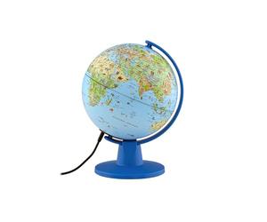 Tecnodidattica - Lumière Safari | Globe de petite taille pour enfants | Globe géographique à monter lumineux et rotatif | Câble USB | Cartographie illustrée | Diamètre 16 cm | Textes en italien