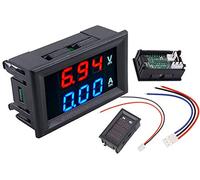 TECNOIOT DC Voltmeter Ammeter Blue 100V 10A + LED Red Digital Voltmeter Double Amplifier Caliber