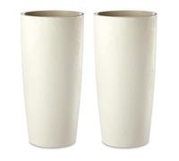 Tecnokit Pot pour Plantes d'intérieur et d'extérieur, Design Moderne, avec Effet Ciment Amande et Anthracite, planteur Haute avec Soucoupe Herbe Musa Mat, 35 x 90 cm, Amande, 2 pièces