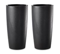 Tecnokit Pot pour Plantes d'intérieur et d'extérieur, Design Moderne avec Effet Ciment Amande et Anthracite, jardinière Haute avec Soucoupe Herbe Musa Mat 35 x 70 cm Anthracite, 2 pièces