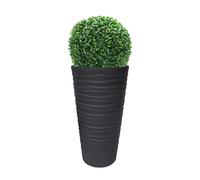 Tecnokit Vase haut cylindrique Bora, en polypropylène, résistant aux UV, soucoupe amovible incluse, jardinière d'extérieur pour plantes et fleurs, dimensions 40 x 75 cm (ANTRACITE AVEC BOSSO CM 50)