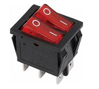 TecnoStore® Interrupteur lumineux double 6 contacts à balance 250 V 15 A ON/OFF rouge touche