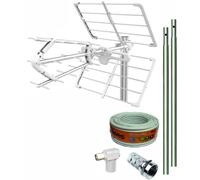 TECNOVOZ Kit antenne TV 5G 15 dB + 2 mâts 1 m + câble de 20 m + connecteurs