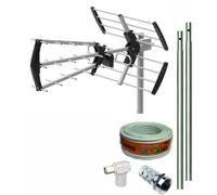TECNOVOZ Kit antenne TV 5G 15 dB + 2 mâts 1 m + câble de 20 m + connecteurs