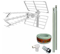 TECNOVOZ Kit antenne TV 5G 18 dB + 2 mâts 1 m + câble de 20 m + connecteurs