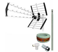 TECNOVOZ Kit antenne TV 5G 18 dB + mât 1,20 m + câble de 20 m + connecteurs
