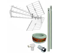TECNOVOZ Kit antenne TV 5G 20 dB + 2 mâts 1 m + câble de 20 m + connecteurs
