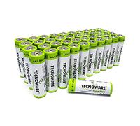 Tecnoware Power Systems - Batteries Ultra Alcalines AA 1.5V, 40 Piles, Énergie Fiable pour Dispositifs, Sécurité Renforcée, Longue Durée, Emballage Écologique, Piles Lot, Blanc