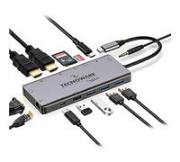 Tecnoware Power Systems - Hub USB Type-C 13-en-1, HDMI 4K Ultra HD, Ethernet RJ45, USB 3.0 et 2.0, SDXC Micro SD, Jack Audio 3.5 mm, Compatible MacBook, Windows, Linux, Gris, Adaptateur 13