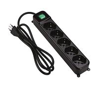 Tecnoware Power Systems - Multiprise électrique avec 5 sorties SCHUKO/ITALIE 10/16 A inclinées 45°, Interrupteur lumineux, Protection enfant, Câble 150 cm, Noir, 5 Sorties Schuko/Italia, Tecnoware