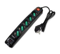 Tecnoware Power Systems - Multiprise Power Cleaner avec 5 Sorties Italie/Schuko, 1 USB-A, 1 USB-C, Power Delivery, Quick Charger 3.0, Protection Enfants, Interrupteur Lumineux, Câble 1,5m, Noir