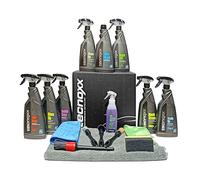 Tecnoxx - Full Detailing Pro Kit Ensemble 9 Produits pour Nettoyer Voiture Intérieur/Extérieur Polish Nettoyant Jantes Produits pour Tableau de Bord Sièges Élimination d'Insectes et Plus