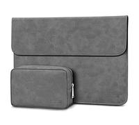 TECOOL 13 Pouces Housse PC Portable,Cuir Pochette Sacoche et Pochette Accessoires pour 2022-2024 MacBook Air 13.6 M3 M2, 2018-2020 MacBook Air 13 M1, 2016-2022 MacBook Pro 13 M2 M1 - Gris