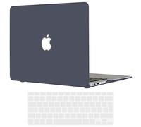 TECOOL Coque Compatible avec Ancien MacBook Air 13 Pouces 2017-2010 (A1466 1369), Coque Rigide en Plastique Fine et Légère avec Protection Clavier (UE AZERTY), Gris-Noir