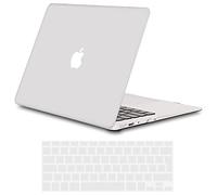 TECOOL Coque Compatible avec Ancien MacBook Air 13 Pouces 2017-2010 (A1466 1369), Coque Rigide en Plastique Fine et Légère avec Protection Clavier (UE AZERTY), Givre Blanc Translucide