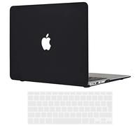 TECOOL Coque Compatible avec Ancien MacBook Air 13 Pouces 2017-2010 (A1466 1369), Coque Rigide en Plastique Fine et Légère avec Protection Clavier (UE AZERTY), Noir