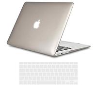 TECOOL Coque Compatible avec Ancien MacBook Air 13 Pouces 2017-2010 (A1466 1369), Coque Rigide en Plastique Fine et Légère avec Protection Clavier (UE AZERTY), Cristal Gris