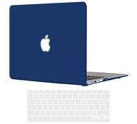 TECOOL Coque Compatible avec Ancien MacBook Air 13 Pouces 2017-2010 (A1466 1369), Coque Rigide en Plastique Fine et Légère avec Protection Clavier (UE AZERTY), Bleu Marine