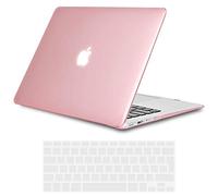 TECOOL Coque Compatible avec Ancien MacBook Air 13 Pouces 2017-2010 (A1466 1369), Coque Rigide en Plastique Fine et Légère avec Protection Clavier (UE AZERTY), Cristal Fuchsia