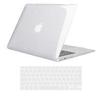 TECOOL Coque Compatible avec Ancien MacBook Air 13 Pouces 2017-2010 (A1466 1369), Coque Rigide en Plastique Fine et Légère avec Protection Clavier (UE AZERTY), Paillette Transparente