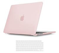 TECOOL Coque Compatible avec MacBook Air 13,6 Pouces M4 M3 M2 2025 2024 2022 (A3240 A3113 A2681), Coque Rigide en Plastique Fine et Protection Clavier (UE AZERTY), Rose Clair Mat