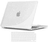 TECOOL Coque Compatible avec MacBook Air 13,6 Pouces M4 M3 M2 2025 2024 2022 (A3240 A3113 A2681), Coque Rigide en Plastique Fine et Protection Clavier (UE AZERTY), Paillette Transparente