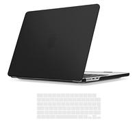 TECOOL Coque Compatible avec MacBook Air 13,6 Pouces M4 M3 M2 2025 2024 2022 (A3240 A3113 A2681), Coque Rigide en Plastique Fine et Protection Clavier (UE AZERTY), Noir