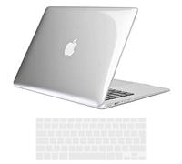 TECOOL Coque Compatible avec MacBook Air 13 pouces 2017-2010 (A1466/A1369), Transparente Case Étui Rigide Mince Plastique +Protection EU Clavier en Silicone pour Mac Booking Air 13,3", crystal clair