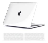 TECOOL Coque Compatible avec MacBook Air 13 Pouces Retina 2021 2020 2019 2018 (M1 A2337/A2179/A1932), Case Brillant Étui Rigide Mince Plastique +Protection EU Clavier en Silicone, Transparente