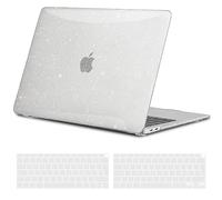 TECOOL Coque Compatible avec MacBook Air 13 Pouces Retina 2021 2020 2019 2018 (M1 A2337/A2179/A1932), Transparente Case Étui Rigide Mince Plastique +Protection EU Clavier en Silicone, Paillette