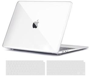 TECOOL Coque Compatible avec MacBook Air 13 Pouces Retina 2021 2020 2019 2018 (M1 A2337/A2179/A1932), Transparente Case Étui Rigide Mince Plastique +Protection EU Clavier en Silicone, crystal clair
