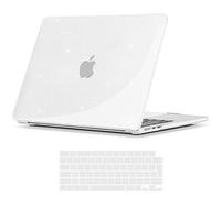 TECOOL Coque Compatible avec MacBook Air 15 Pouces M4 M3 M2 2025 2024 2023 (A3241 A3114 A2941), Coque Rigide en Plastique Fine et Protection Clavier (UE AZERTY), Paillette Transparente