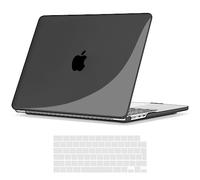 TECOOL Coque Compatible avec MacBook Air 15 Pouces M5 M4 M3 M2 2023-2026 A3448 A3241 A3114 A2941, Coque Rigide en Plastique Fine et Protection Clavier (UE AZERTY), Cristal Noir