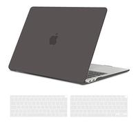 TECOOL Coque Compatible avec MacBook Air M1 (A2337) et MacBook Air 13 Pouces 2020 2019 2018 (A2179 A1932), Coque Rigide en Plastique Fine et Protection Clavier (UE AZERTY), Gris
