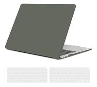 TECOOL Coque Compatible avec MacBook Air M1 (A2337) et MacBook Air 13 Pouces 2020 2019 2018 (A2179 A1932), Coque Rigide en Plastique Fine et Protection Clavier (UE AZERTY), Vert Armée