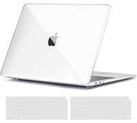 TECOOL Coque Compatible avec MacBook Air M1 (A2337) et MacBook Air 13 Pouces 2020 2019 2018 (A2179 A1932), Coque Rigide en Plastique Fine et Protection Clavier (UE AZERTY), Transparente Clair