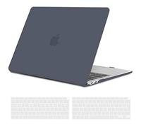 TECOOL Coque Compatible avec MacBook Air M1 (A2337) et MacBook Air 13 Pouces 2020 2019 2018 (A2179 A1932), Coque Rigide en Plastique Fine et Protection Clavier (UE AZERTY), Gris-Noir
