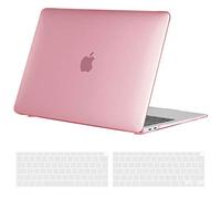 TECOOL Coque Compatible avec MacBook Air M1 (A2337) et MacBook Air 13 Pouces 2020 2019 2018 (A2179 A1932), Coque Rigide en Plastique Fine et Protection Clavier (UE AZERTY), Cristal Fuchsia