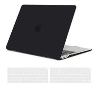 TECOOL Coque Compatible avec MacBook Air M1 (A2337) et MacBook Air 13 Pouces Retina 2020 2019 2018 (A2179 A1932), Coque Rigide en Plastique Fine et Protection Clavier (UE AZERTY), Noir