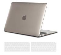 TECOOL Coque Compatible avec MacBook Air M1 (A2337) et MacBook Air 13 Pouces Retina 2020 2019 2018 (A2179 A1932), Coque Rigide en Plastique Fine et Protection Clavier (UE AZERTY), Cristal Gris