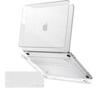 TECOOL Coque compatible avec MacBook Neo 13" (2026, puce A18 Pro, A3404), coque rigide en plastique brillant à clipser et protecteur de clavier en TPU UK UE, transparent