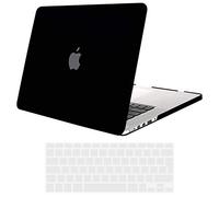 TECOOL Coque Compatible avec MacBook Pro 13 Pouces 2015 2014 2013 2012 (A1502/A1425), Mat Case Étui Rigide Mince Plastique +Protection EU Clavier en Silicone pour Mac Pro 13,3" Retina, noir