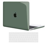 TECOOL Coque Compatible avec MacBook Pro 15 Pouces 2019 2018 2017 2016 (A1990 A1707) avec Touch Bar, Coque Rigide en Plastique Fine et Protection Clavier (UE AZERTY), Cristal Vert Armée