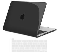 TECOOL Coque Compatible avec MacBook Pro 16 Pouces 2020 2019 (A2141) avec Touch Bar, Coque Rigide en Plastique Fine et Protection Clavier (UE AZERTY), Cristal Noir