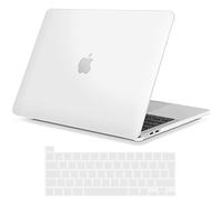 TECOOL Coque Compatible avec MacBook Pro 16 Pouces 2020 2019 (A2141) avec Touch Bar, Coque Rigide en Plastique Fine et Protection Clavier (UE AZERTY), Givre Blanc Translucide