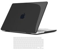 TECOOL Coque Compatible MacBook Pro 14 Pouces M5 M4 M3 M2 M1 Pro Max 2021-2026, Coque Rigide en Plastique Fine et Protection Clavier (UE), Cristal Noir