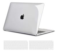 TECOOL Coque Compatible avec MacBook Air M1 (A2337) et MacBook Air 13 Pouces 2020 2019 2018 (A2179 A1932), Coque Rigide en Plastique Fine et Protection Clavier (UE AZERTY), Transparente Clair